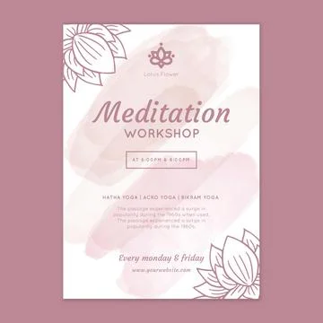 Meditation workshop poster template Stock Illustration