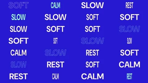 Meditative Text Animation with Slow, Soft, Calm, and Rest Words Stock Footage 344850886