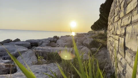 Mediterranean beach at beautiful sunset Stock Footage 191612014