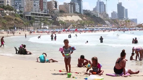 Mediterranean beach in Netanya Stock Footage 78722238