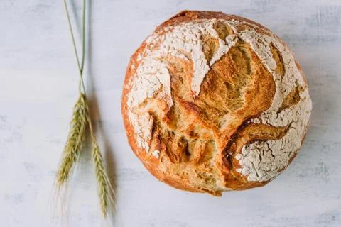 Mediterranean bread an wheat called pan de payes or pa de pages Stock Photos