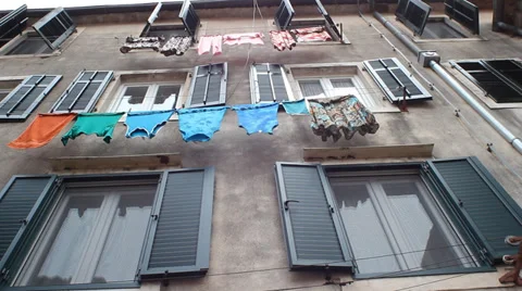 Mediterranean clothes line Video stock 35424407