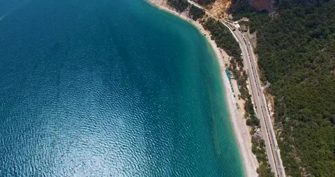 Mediterranean Coast Drone Shot Stock Footage 130603389