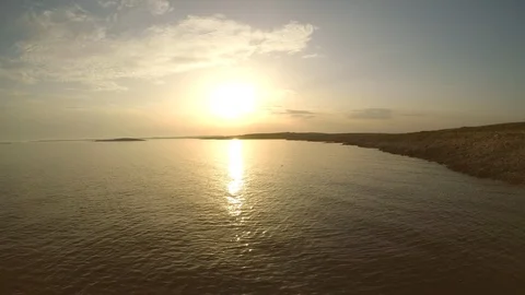 Mediterranean coast line at sunset Stock Footage 89325993