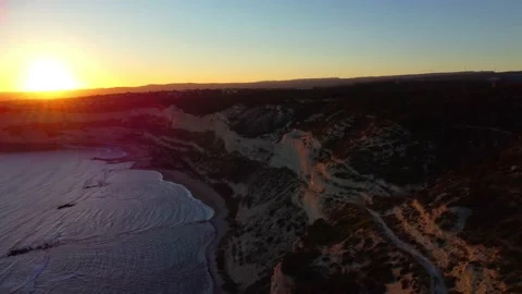 Mediterranean coast in the rays of sunset in Cyprus. Stock Footage 179089200