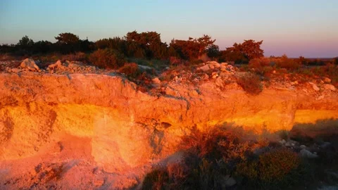 Mediterranean coast in the rays of sunset in Cyprus. Stock Footage 179089237