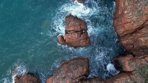 Mediterranean coast of red rocks, Massif de l'Esterel. French Riviera Stock Footage 251199953