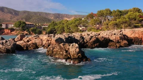 Mediterranean Coast from the sea Stock Footage 288462169