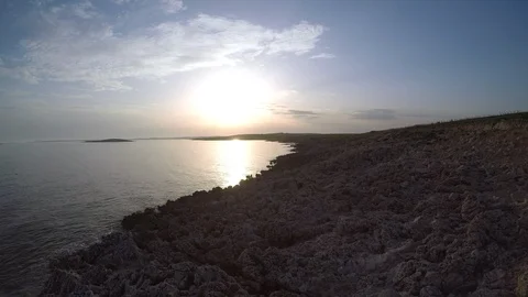 Mediterranean coast at sunset Stock Footage 89326346