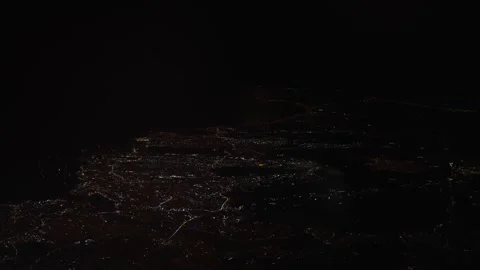 Mediterranean coast of Turkey at night. View from the plane. Stock Footage 288893959