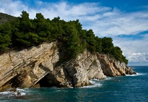 Mediterranean coastline with rock Stock Photos