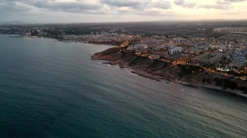 Mediterranean Coastline in Spain with Cliffs and Resort Buildings Stock-Footage 336734115