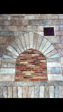 Mediterranean Design Elements Combination of stone along warm brick tones Stock Photos