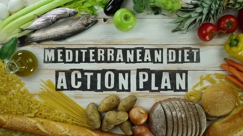 Mediterranean diet action plan stop motion Stock Footage 85374260