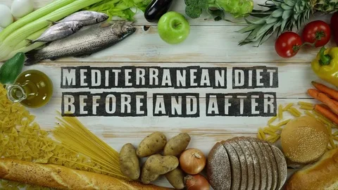 Mediterranean diet before and after stop motion Stock Footage 85374409