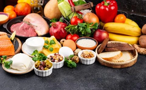 Mediterranean diet. Healthy balanced food Stock Photos