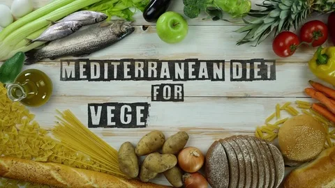 Mediterranean diet for vegetarians stop motion Stock Footage 85375266
