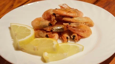 Mediterranean dish of shrimps Stock Footage 74682137