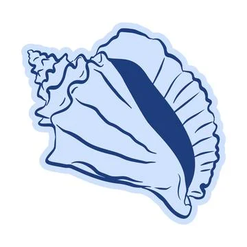 Mediterranean doodle cassis helmet seashell vector in blue line art style イラスト素材