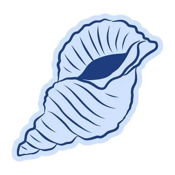 Mediterranean doodle triton seashell vector in blue line art style イラスト素材