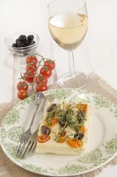 Mediterranean flat bread with thyme Stock Photos