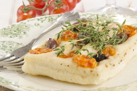 Mediterranean flat bread with thyme Stock Photos