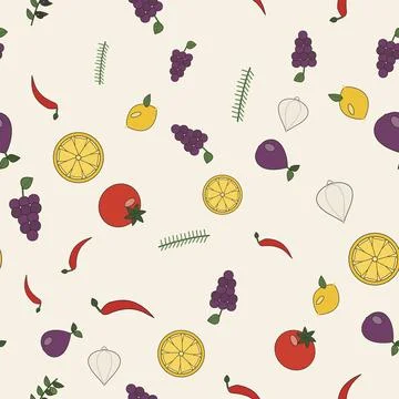 Mediterranean Food Seamless Pattern Vector イラスト素材