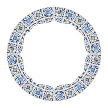 Mediterranean Frame Circular Pattern EPS Vector Stock Illustration