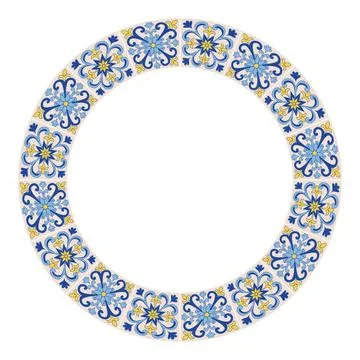 Mediterranean Frame Circular Pattern EPS Vector 스톡 일러스트