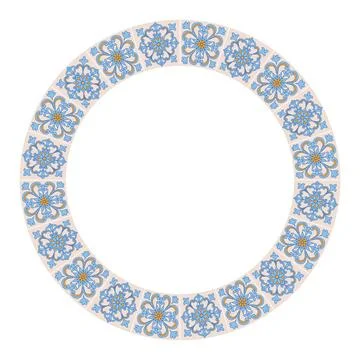 Mediterranean Frame Circular Pattern EPS Vector Stock Illustration