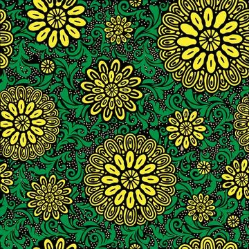 Mediterranean Geometric Floral Tile Pattern Seamless Stock Illustration