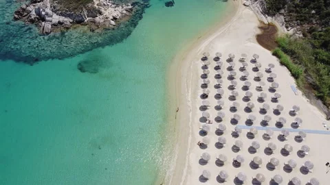 Mediterranean Greek landscape beach drone shot. Stock Footage