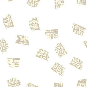 Mediterranean house glyph seamless pattern Stock Illustration