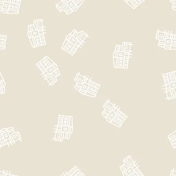 Mediterranean house line seamless pattern Illustrazione stock