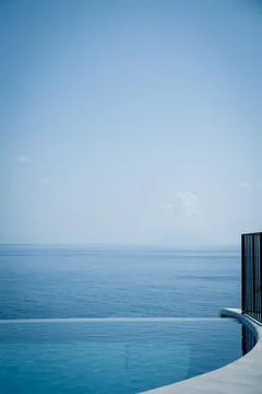 Mediterranean infinity pool Stock Photos