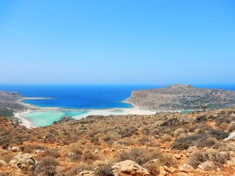 Mediterranean landscape at Balos beach, Crete island Stock Photos