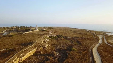 Mediterranean landscape. Lighthouse on the coast Stock Footage 78077349