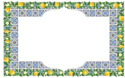 Mediterranean Lemon Citrus Frame Rectangle Pattern EPS Vector 库存插图