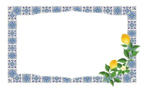 Mediterranean Lemon Citrus Frame Rectangle Pattern EPS Vector Stockillustratie