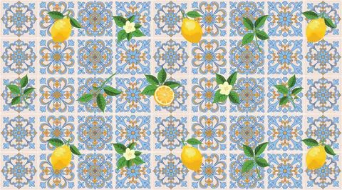 Mediterranean Lemon Citrus Pattern EPS Vector イラスト素材