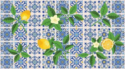 Mediterranean Lemon Citrus Pattern EPS Vector イラスト素材