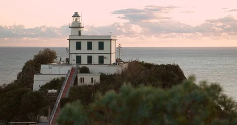 Mediterranean Lighthouse Stock Footage 128525059