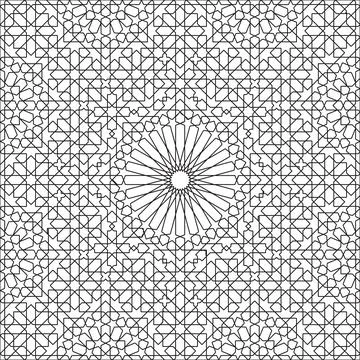Mediterranean lineart of Ceramic Tile Seamless Pattern Stock Illustration