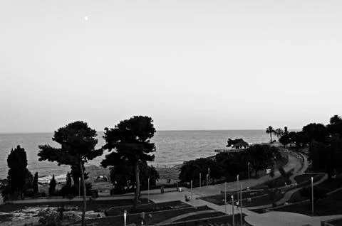 Mediterranean moon, Tarragona Stock Photos