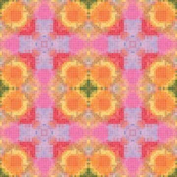 Mediterranean mosaic seamless pattern design, Repeat textile design, Surfac.. イラスト素材
