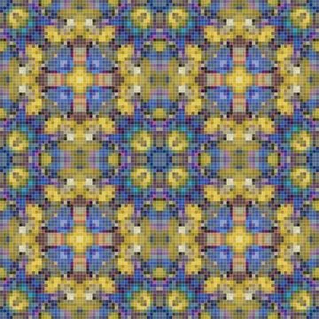 Mediterranean mosaic seamless pattern design, Repeat textile design, Surfac.. 스톡 일러스트