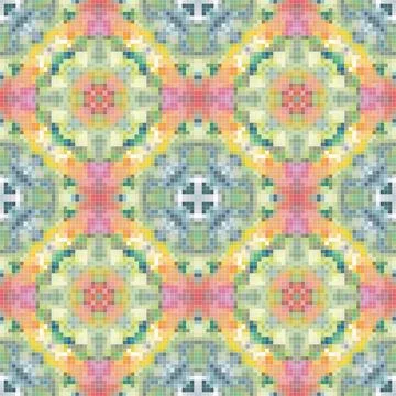 Mediterranean mosaic seamless pattern design, Repeat textile design, Surfac.. Illustrazione stock