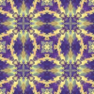 Mediterranean mosaic seamless pattern design, Repeat textile design, Surfac.. Stock Illustration