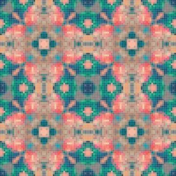 Mediterranean mosaic seamless pattern design, Repeat textile design, Surfac.. Stockillustratie