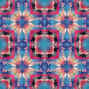 Mediterranean mosaic seamless pattern design, Repeat textile design, Surfac.. Illustrazione stock